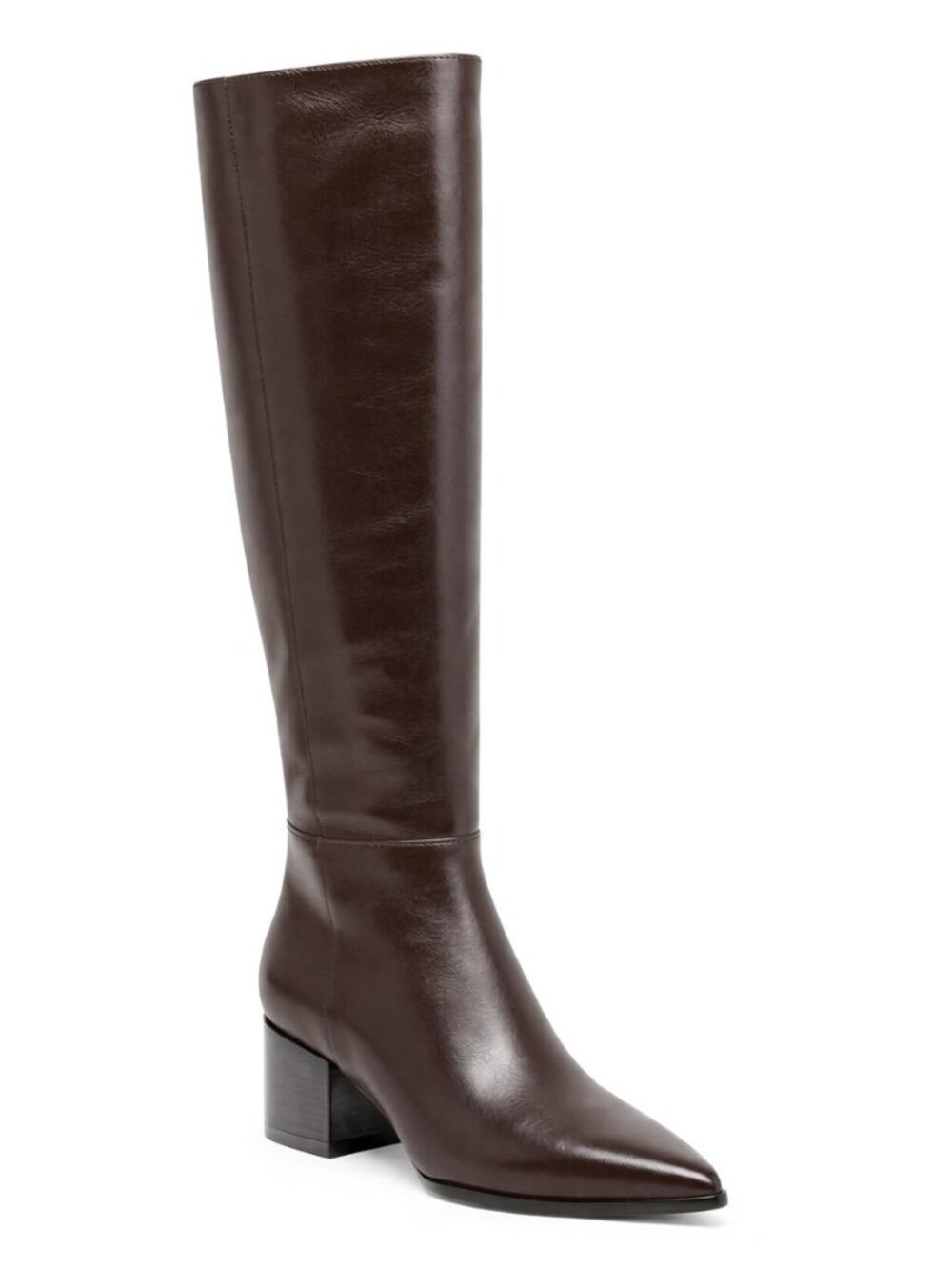 Womens Wide Calf Knee High Boots Chunky Heel Side Zipper Tall Boots
